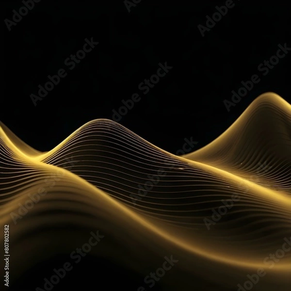 Obraz Luxury Meets Technology Smooth Gold Gradient Light Waves on Black Background
