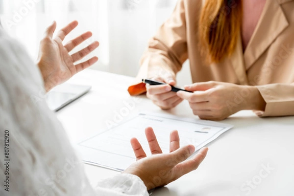 Fototapeta Business office executives interview job applicants employee in the meeting room