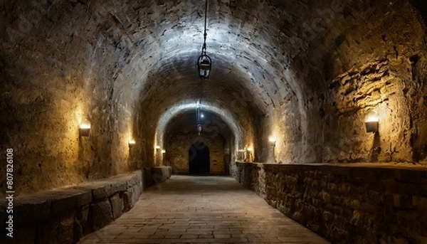 Obraz 薄暗い地下の牢獄・ダンジョン背景