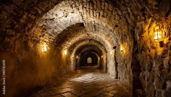 Obraz 薄暗い地下の牢獄・ダンジョン背景