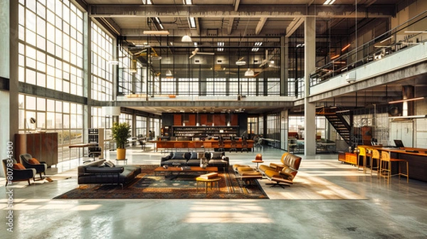 Obraz Modern Business Office with Stylish Furniture and City View, Contemporary Workspace Design