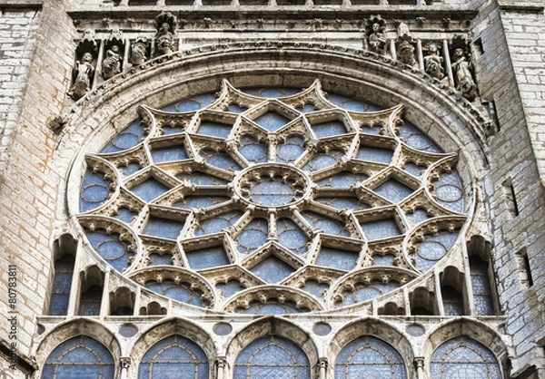 Obraz rose window of Chartres cathedral, France