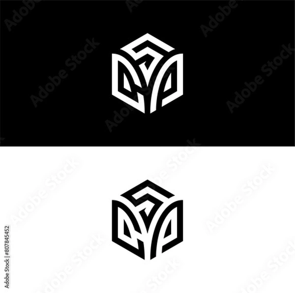 Fototapeta Letter SCP Hexagon Logo.