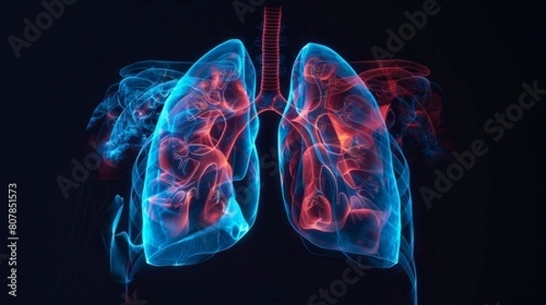 Fototapeta High-definition X-ray image of human lungs, suitable for medical education and healthcare presentations
