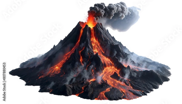 Fototapeta volcano isolated on white background