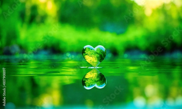 Obraz green leaf in water