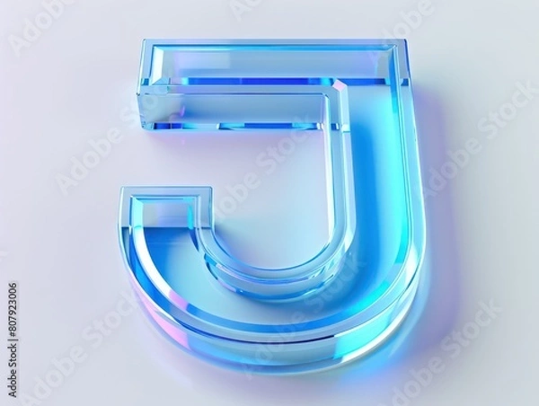 Obraz  J blue letter transparent visualization