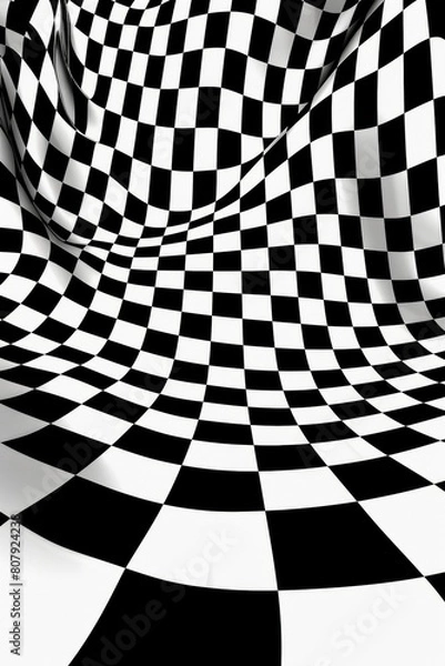 Fototapeta Op art inspired geometric pattern, black and white, creating optical illusions