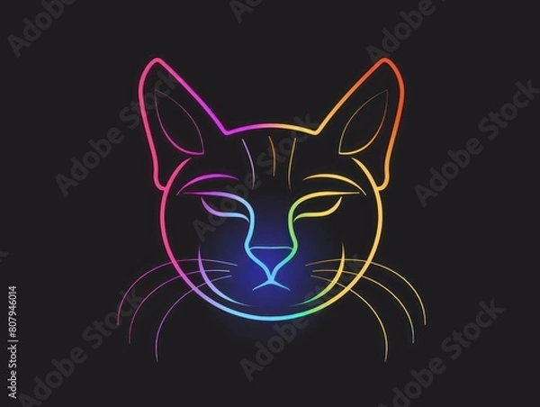 Obraz cat draw line gradient logo design