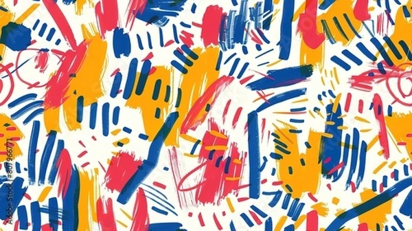 Fototapeta  marker painting seamless pattern abstract background in colorful bright vivid tone, freedom fun liberal concept, doodle pattern grungy artistic design, Generative Ai