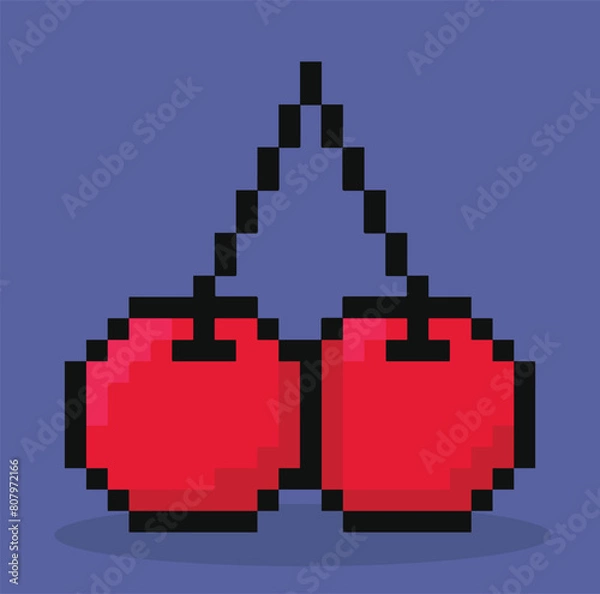 Fototapeta red cherry in 8 bit pixel art.