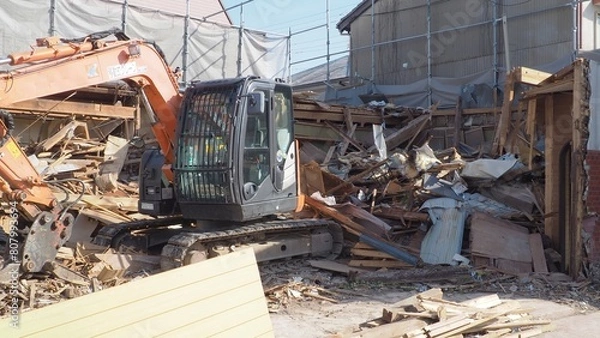 Fototapeta 民家の解体現場