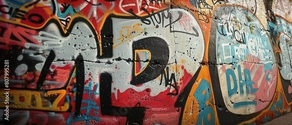 Fototapeta grungy artistic messy graffiti wall abstract background, Generative Ai