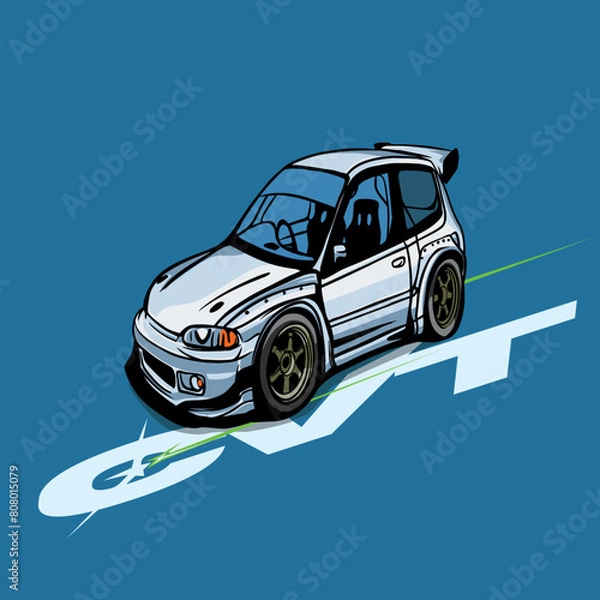 Fototapeta minimalist car ,chibi car illustrator