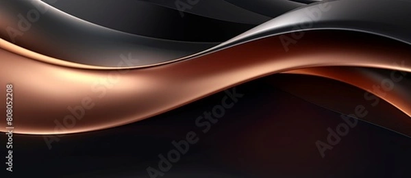 Fototapeta A metallic wave design resembling a brown wood pattern on a black background