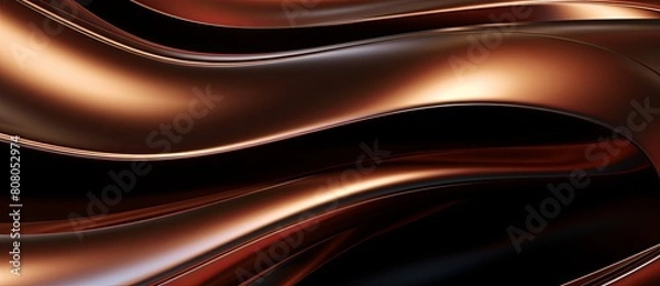 Fototapeta A metallic wave design resembling a brown wood pattern on a black background
