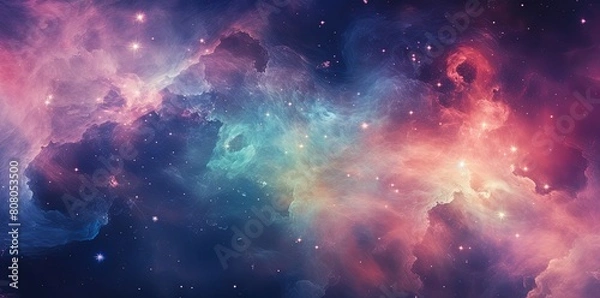 Fototapeta Vibrant galaxy filled with countless stars and colorful nebula