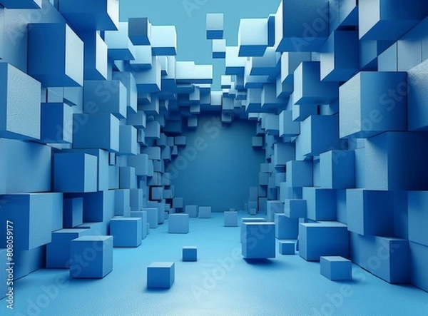 Fototapeta Blue 3D Cubes