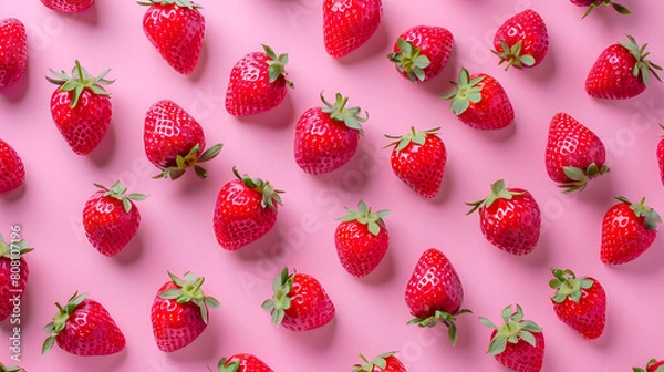 Obraz Strawberries on pink background