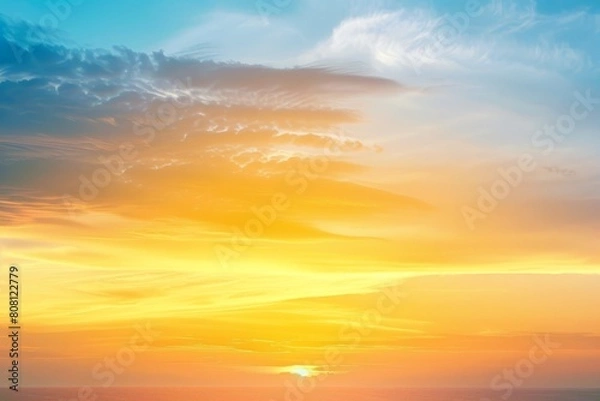 Fototapeta Sunset painting the sky with hues of orange, pink, and purple, signaling the end of summer day