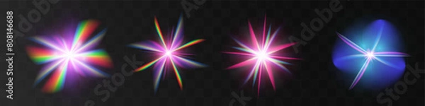 Fototapeta Crystal rainbow light reflection effect. Colorful clear iridescent lenses.