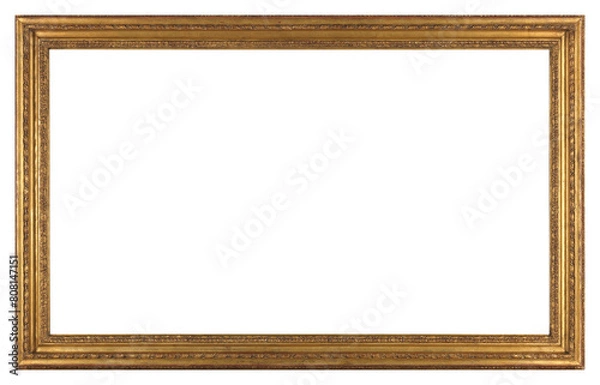 Fototapeta Large wide picture frame on a transparent background, in PNG format.