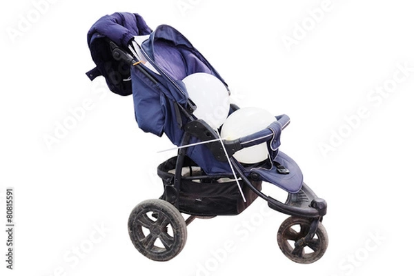 Fototapeta Perambulator under the white background