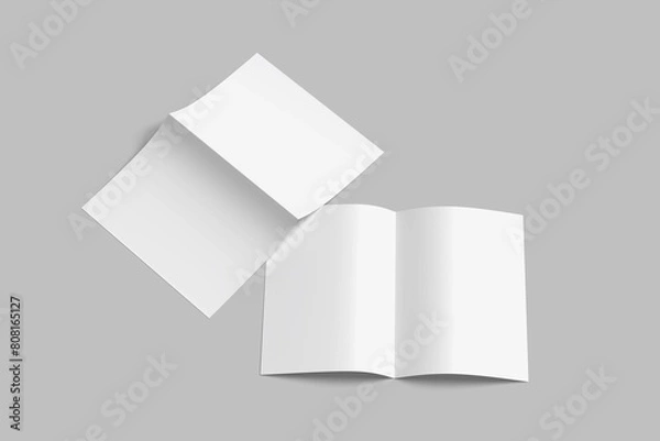 Obraz A4 Bifold Brochure White Blank Mockup