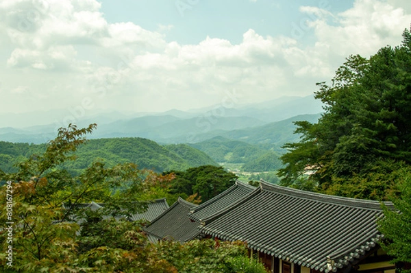 Fototapeta korean temple view from the top of the mountain