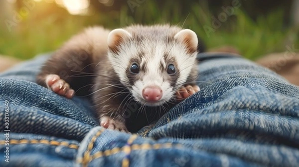 Fototapeta Fearless Ferret-Legging:Trapping Furry Adventurers in Trousers for Extreme Sporting Challenge