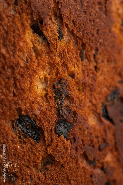 Fototapeta Macro View of Panettone Crunchy Crust Texture 