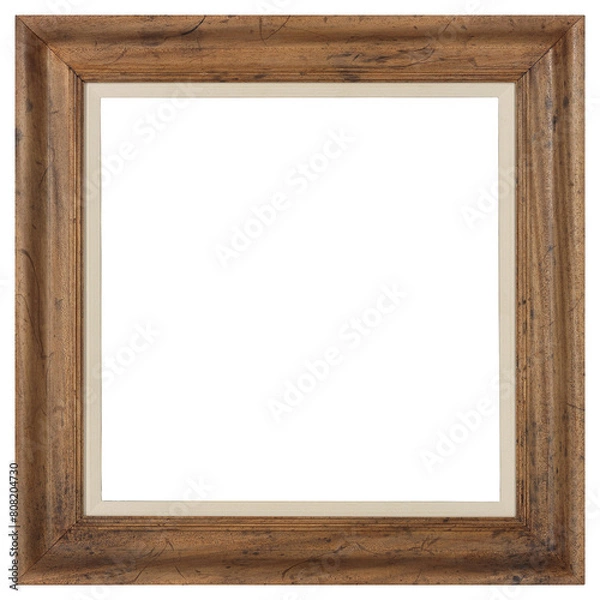 Fototapeta Simple wooden picture frame in PNG format on a transparent background.