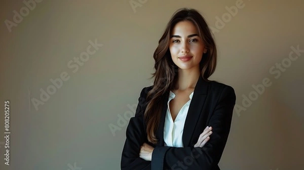 Fototapeta happy businesswoman on a solid color background