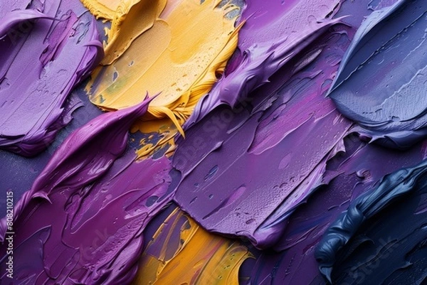 Fototapeta Strokes of purple and orange blend captivatingly in a visually stimulating abstract painting ideal for art lovers