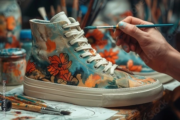 Obraz Artistic painting on a pair of sneakers