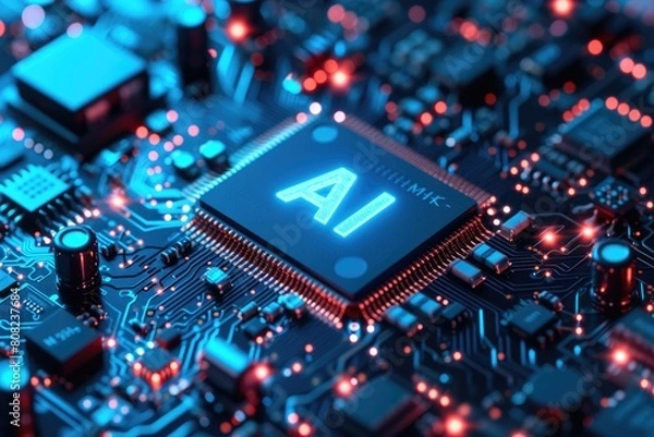 Fototapeta Intricate Intelligence: Close-Up on AI Circuitry