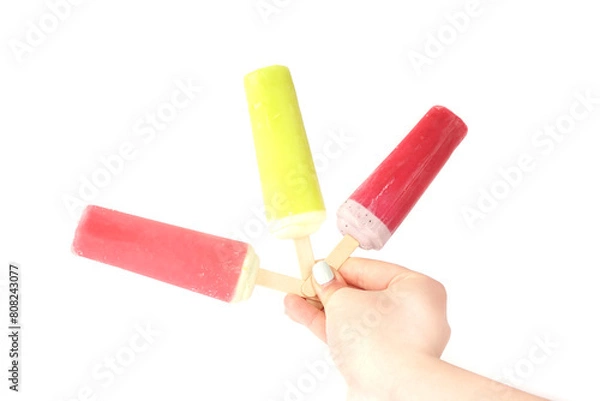 Obraz fruit ice cream on a white background
