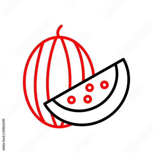 Fototapeta Watermelon  Vector Line Two Color Icon