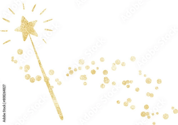 Fototapeta  Golden magic wand with sparkling tail