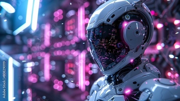 Fototapeta technology background with a robot