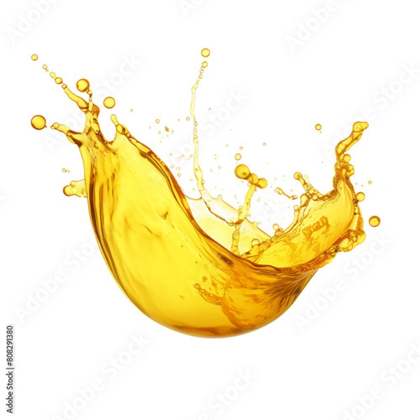 Fototapeta Dynamic Golden Liquid Splash on Transparent Background