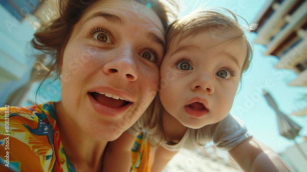 Fototapeta Just a mother and her baby spending their joyful time together, made with AI