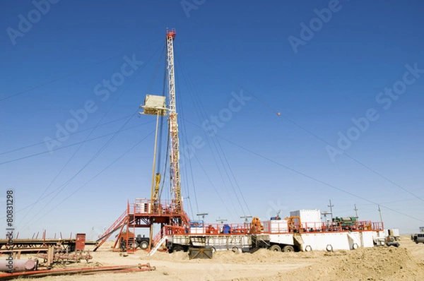 Obraz Loaded drilling rig on a desert