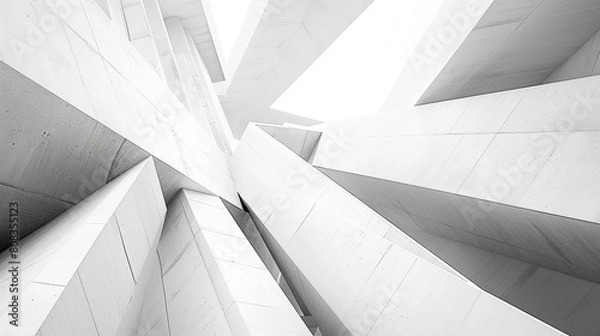 Fototapeta Photo of a Minimalist Symphony in White Architecture