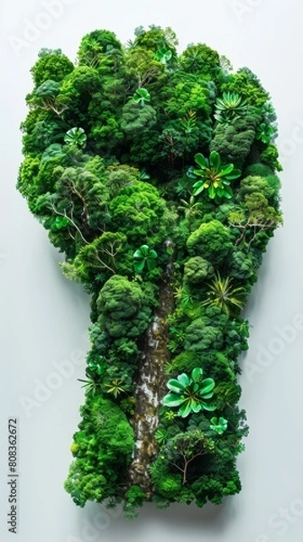 Obraz Stunning vertical garden in the shape of a human fist, symbolizing strength and environmental action. Ideal for themes of sustainability, activism, and nature conservation.