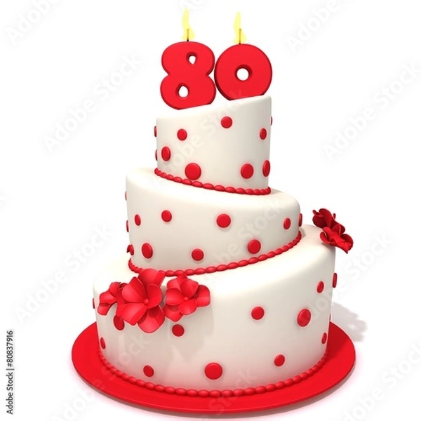 Fototapeta Birthday cake with number eighty