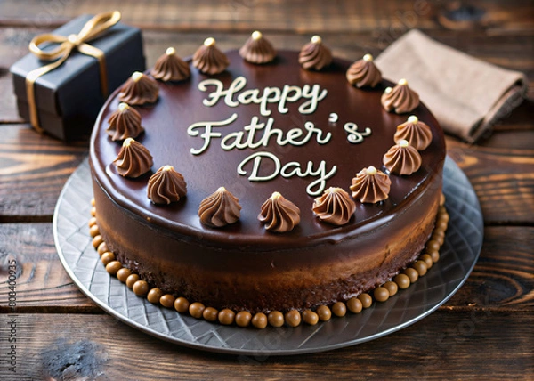 Obraz Illustration of a chocolate cake with the writing "Happy Father's Day"