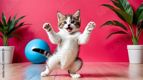 Obraz A cute cat struggles