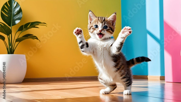 Obraz A cute cat struggles