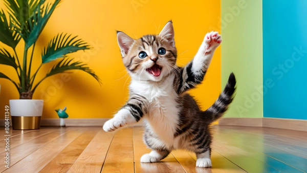 Obraz A cute cat struggles